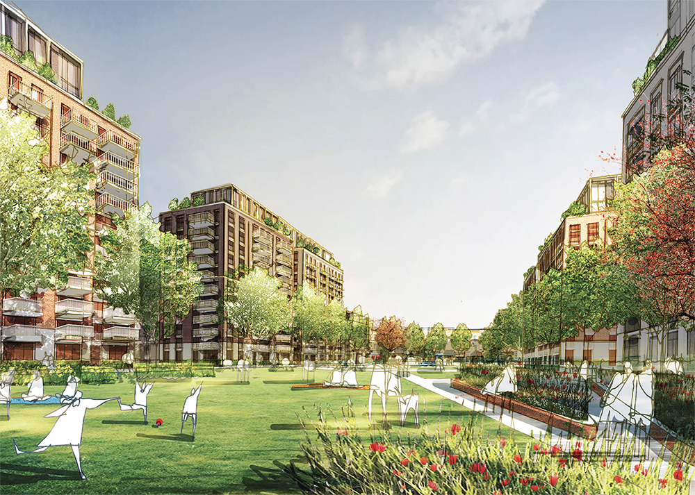 Illustration of High Path buildings and landscape